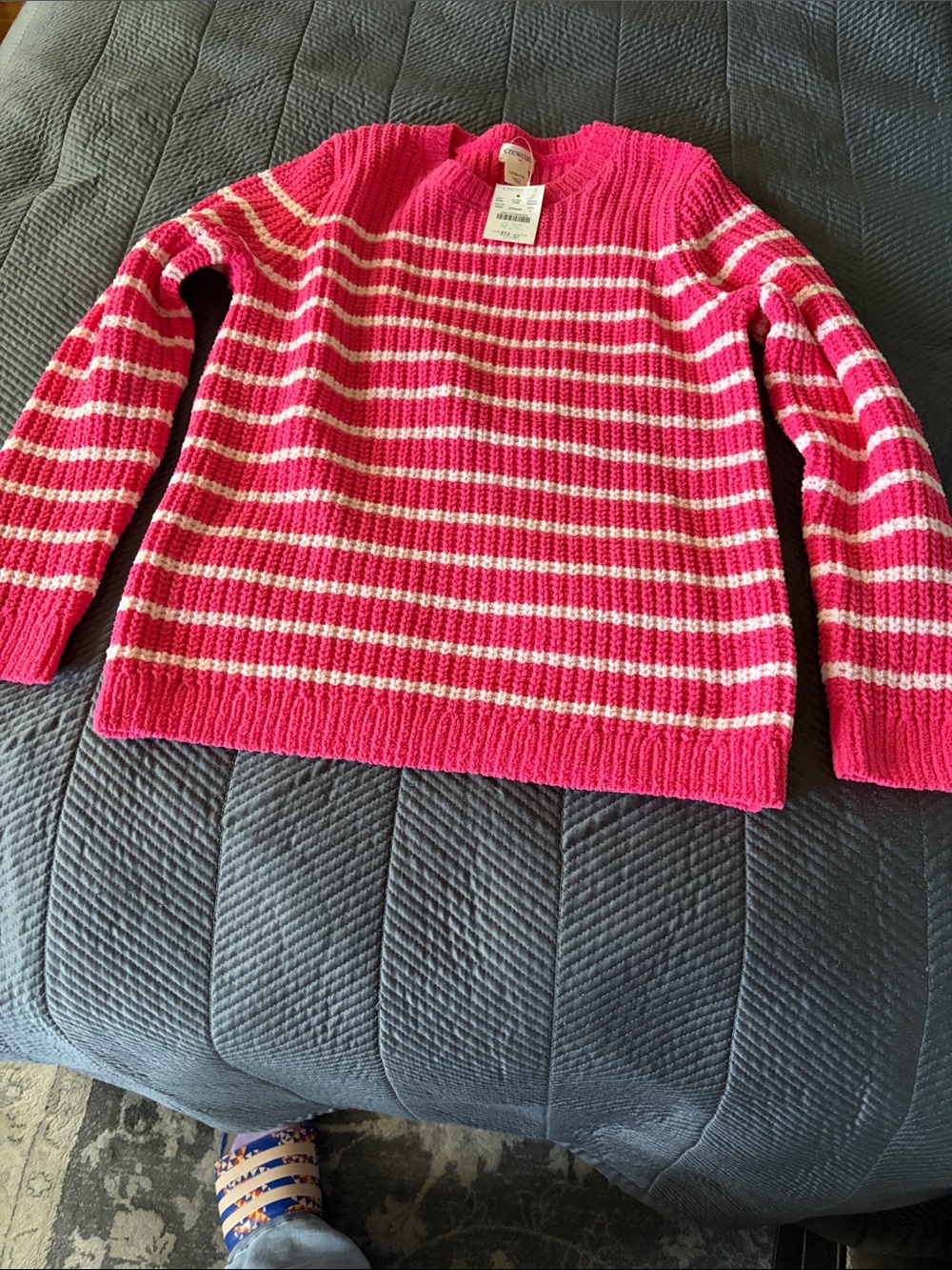 Bright Pink & white Striped kids Sweater - brand new crewcuts by JCrew